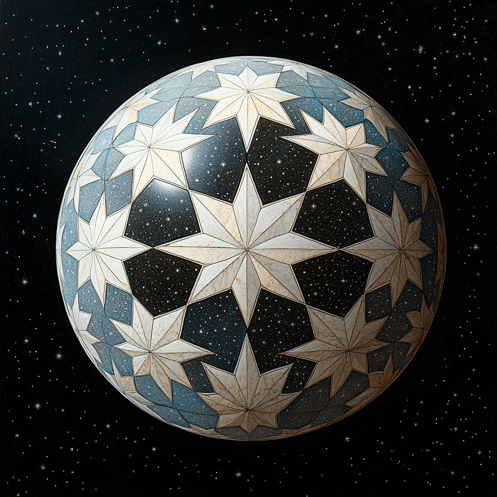 M.C. Escher Inspired Celestial Tessellation Sphere Paint by numbers art