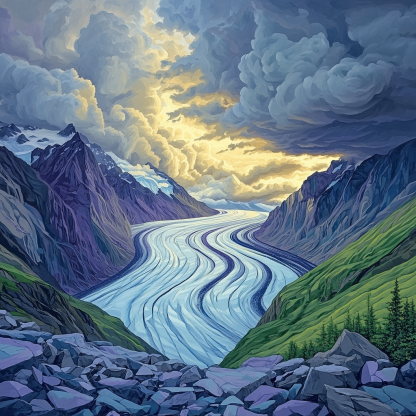 Frederick Varley Inspired Stormlight Over Glacier Valley Number painting