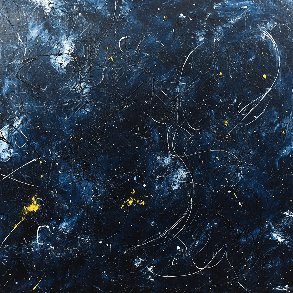 Jackson Pollock Inspired Midnight Electric Storm Field painting number kit