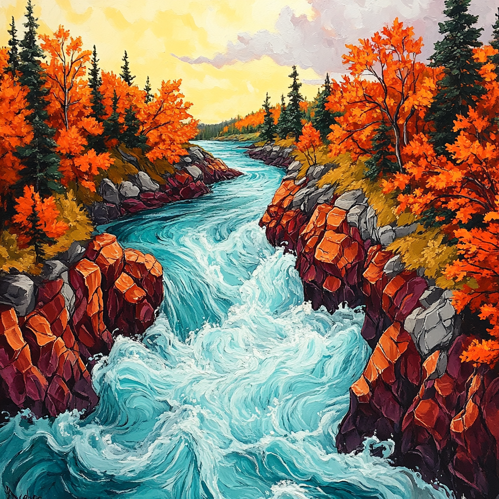A.Y. Jackson Inspired Autumn Rapids In Algoma paint by numbers