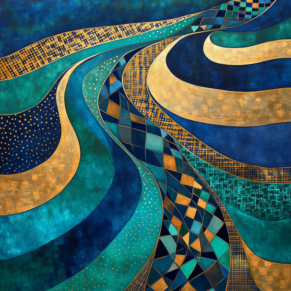 Gustav Klimt Inspired Ornamental River Currents painting number kit