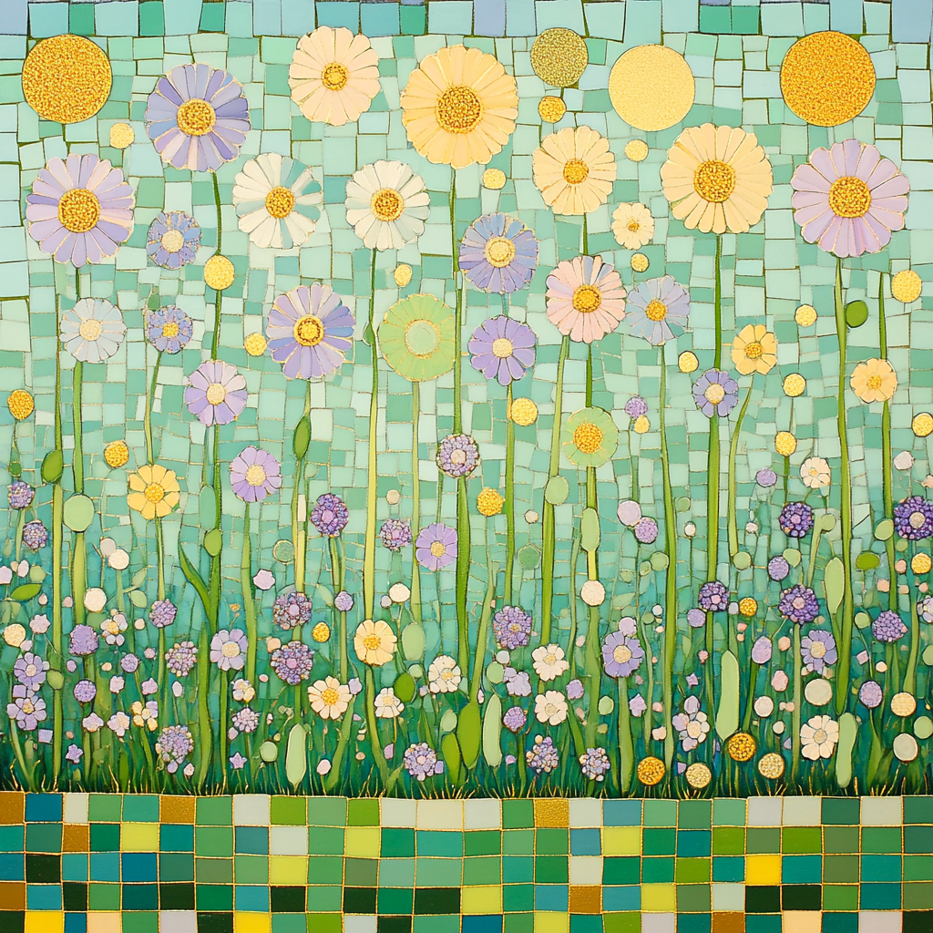 Gustav Klimt Inspired Mosaic Spring Garden Number painting