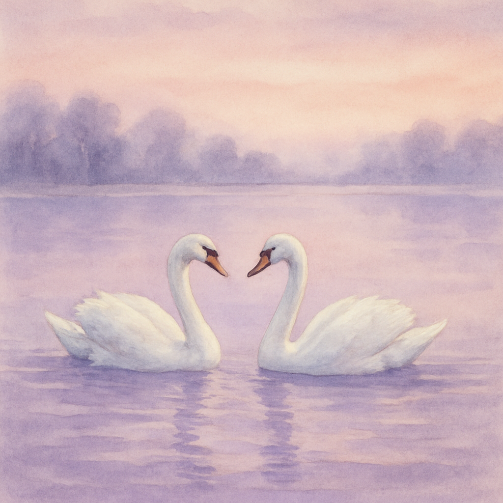 Swans Drifting Through Lavender Mist Lake Paint by numbers kits