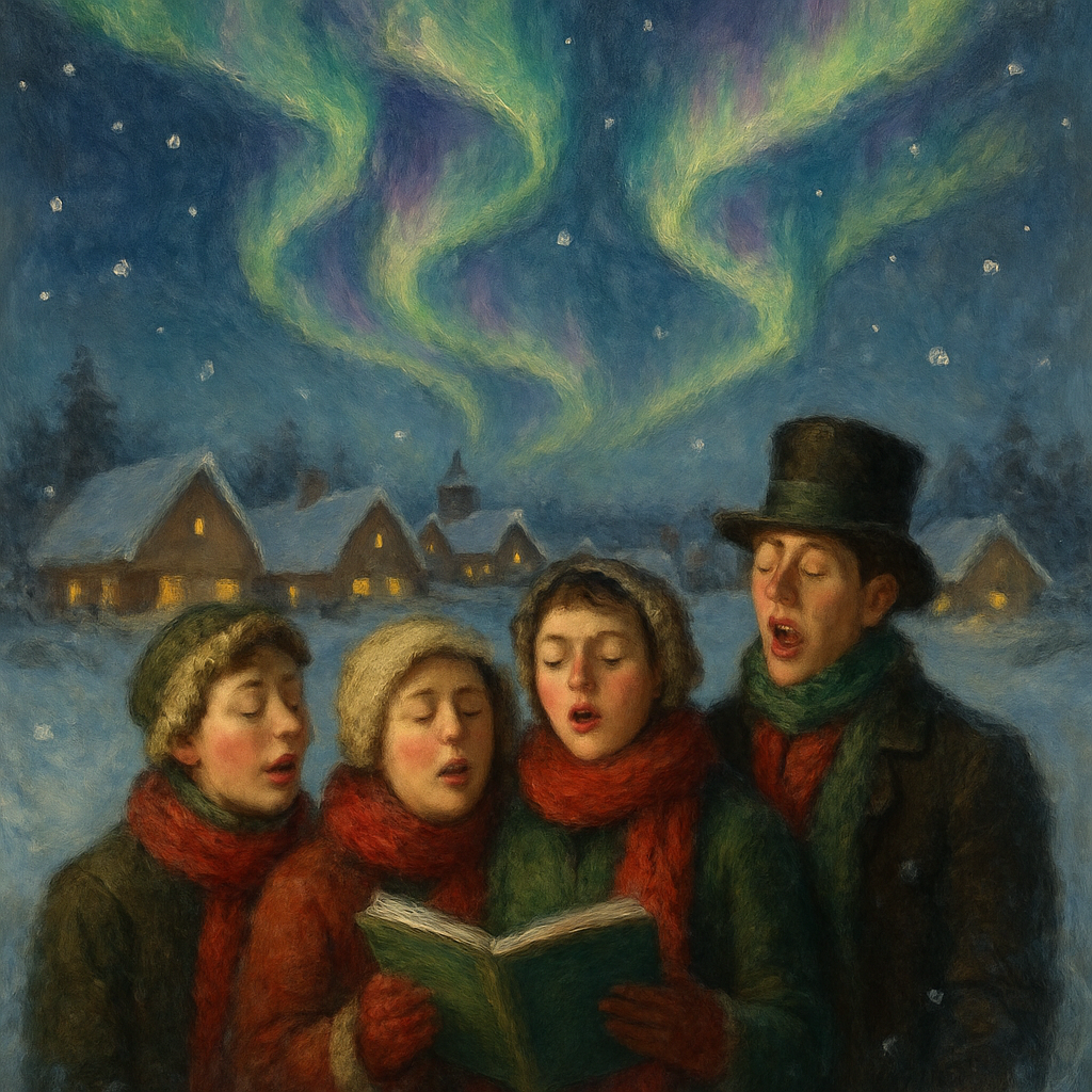 Northern Lights Carolers Painting by numbers kit