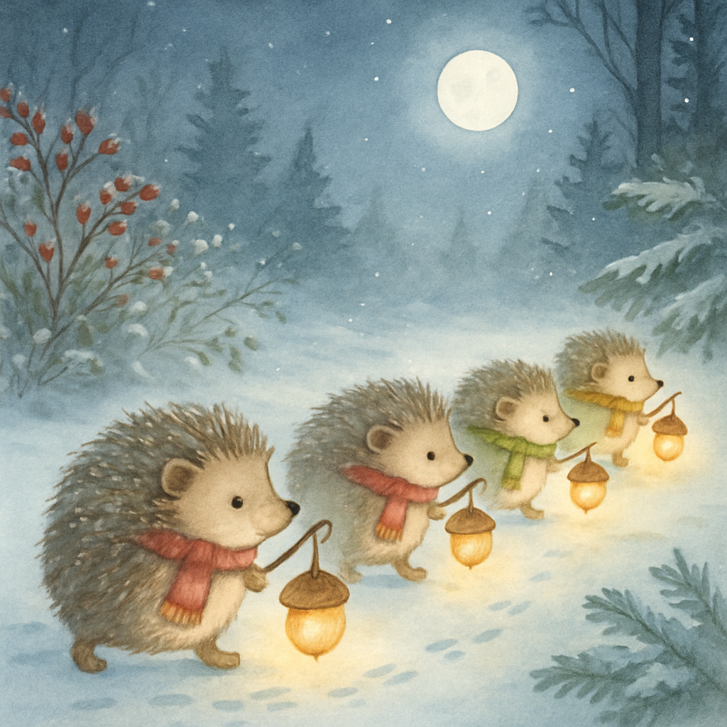 Snow Lantern Hedgehog Procession Painting by numbers kit