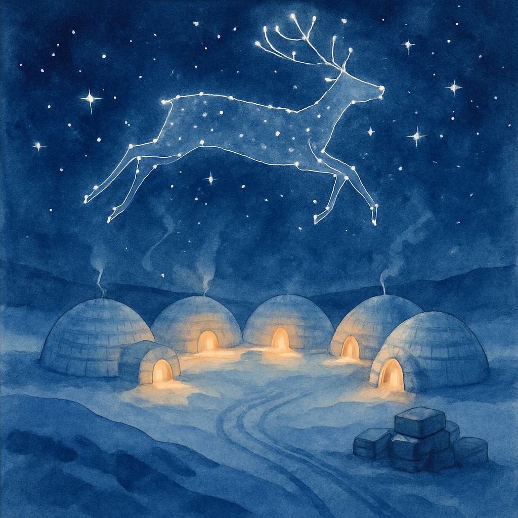 Reindeer Constellation Over Arctic Igloos Paint by numbers kits