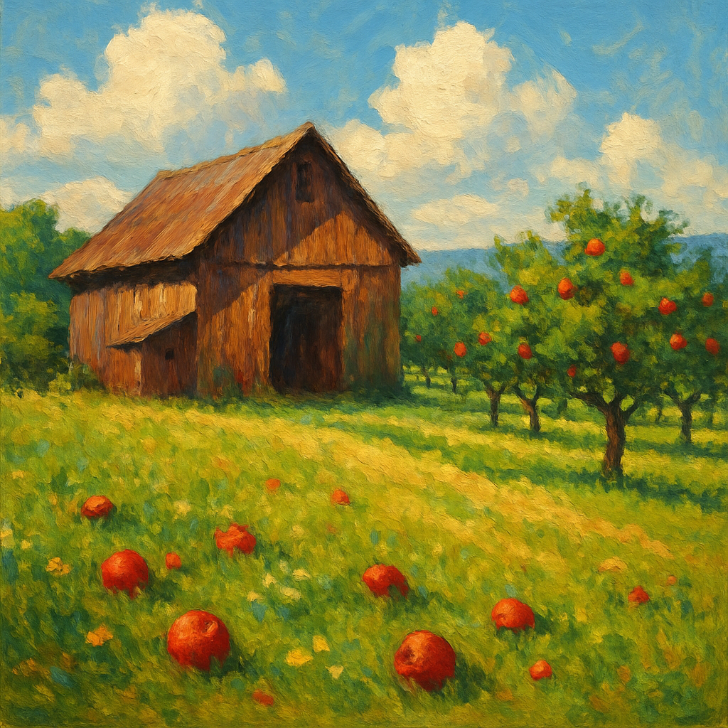 Midsummer Orchard By The Old Barn paint by numbers