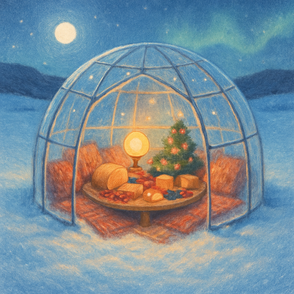 Christmas Picnic Inside The Glass Igloo Paint by numbers art