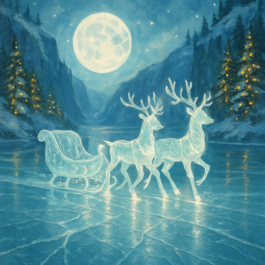 Crystal Sleigh Crossing The Moonlit Fjord paint by numbers