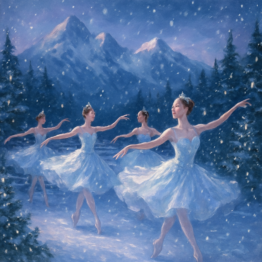 Snowflake Ballet On The Mountain Stage Numbered painting kits