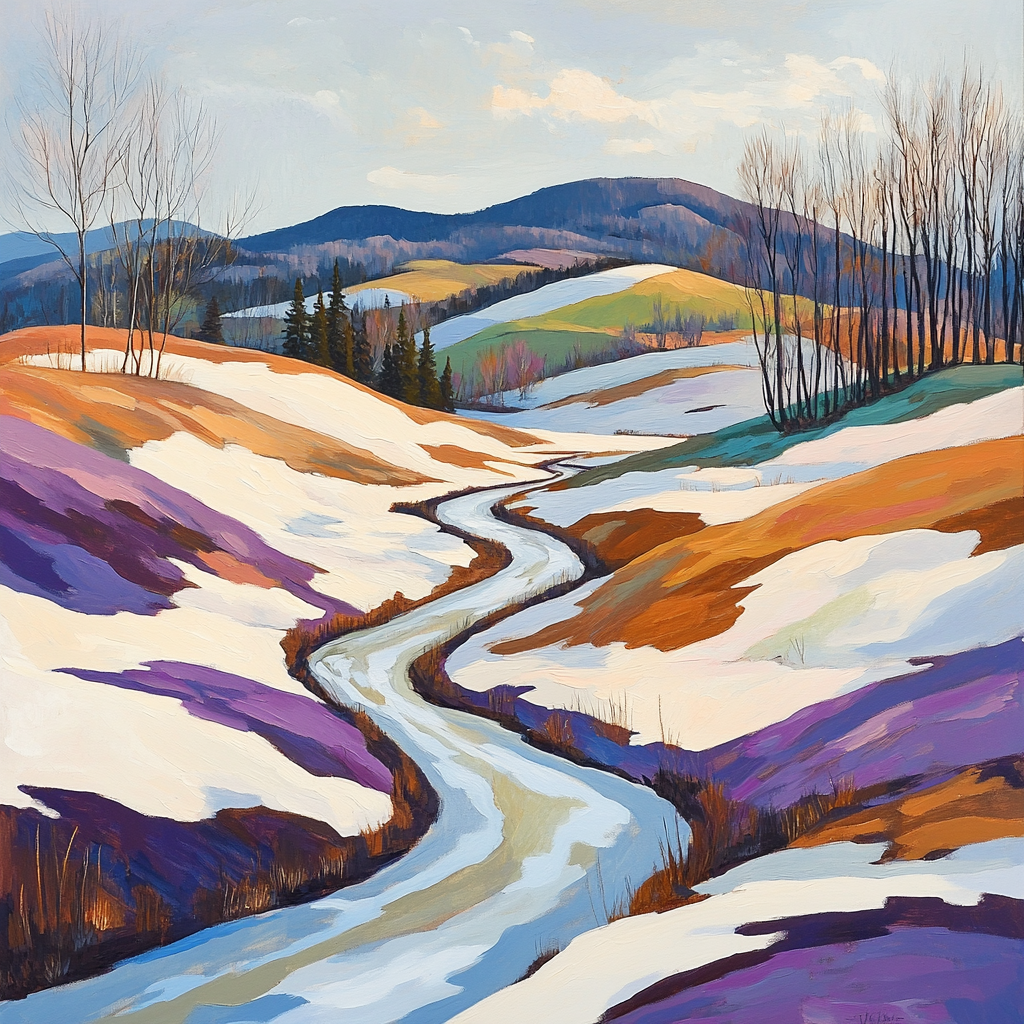 A.Y. Jackson Inspired Spring Thaw In Quebec Hills painting number kit