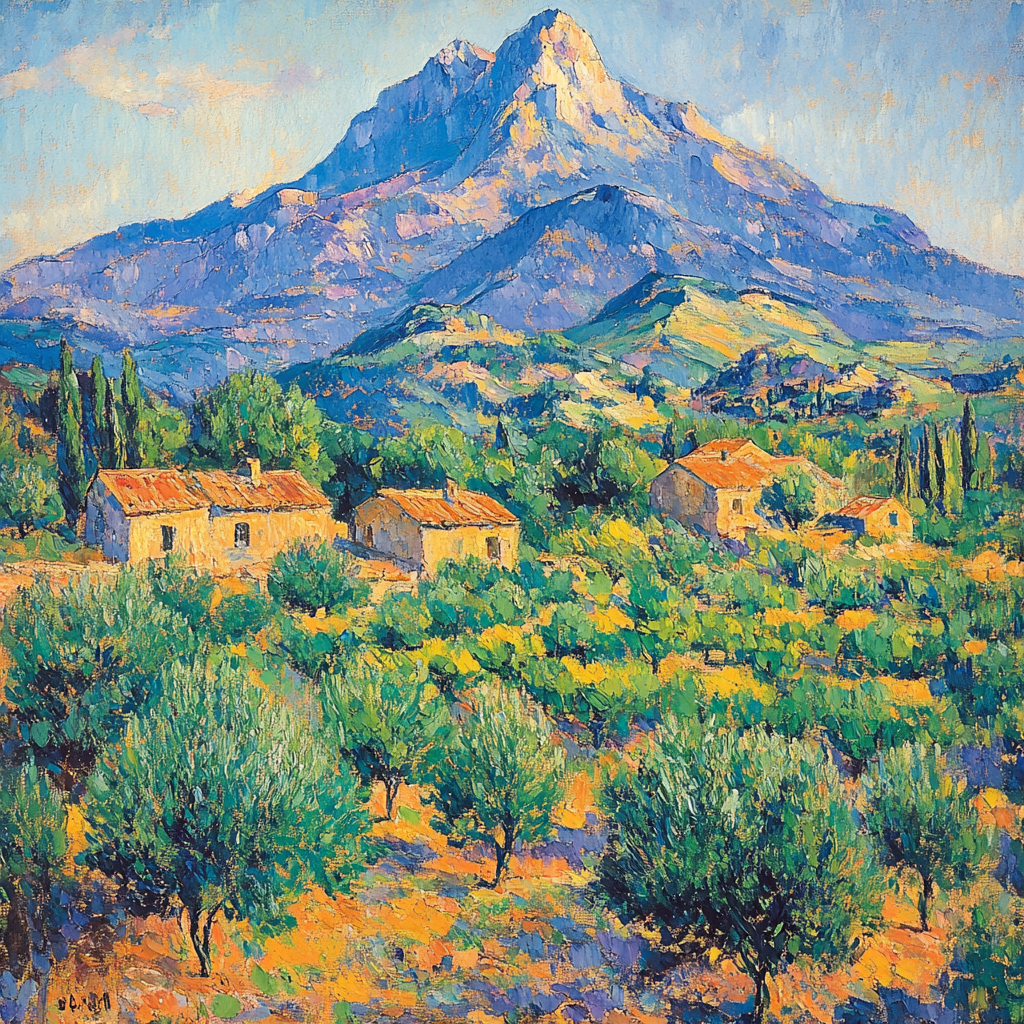 Cezanne Inspired Mountain Landscape Stillness paint by number