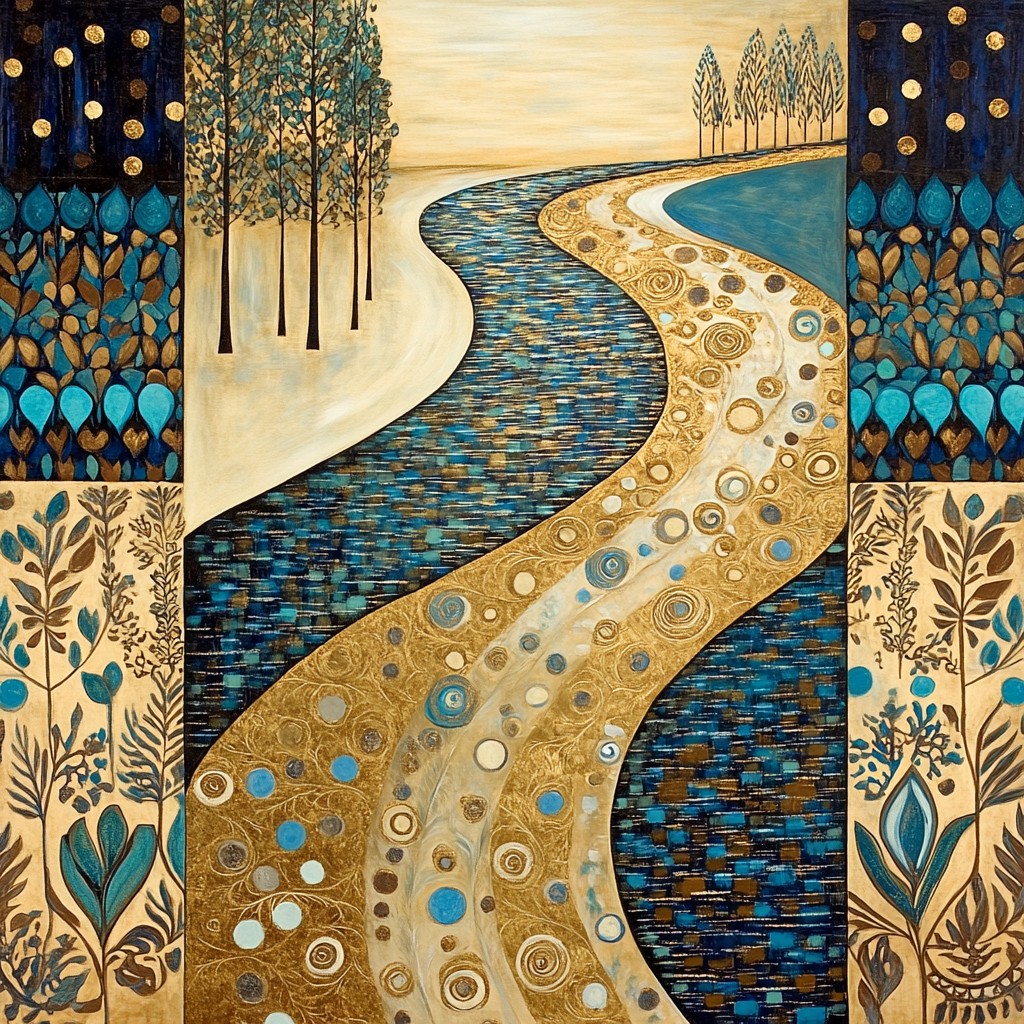 Gustav Klimt Inspired Ornamental River Of Gold painting number kit