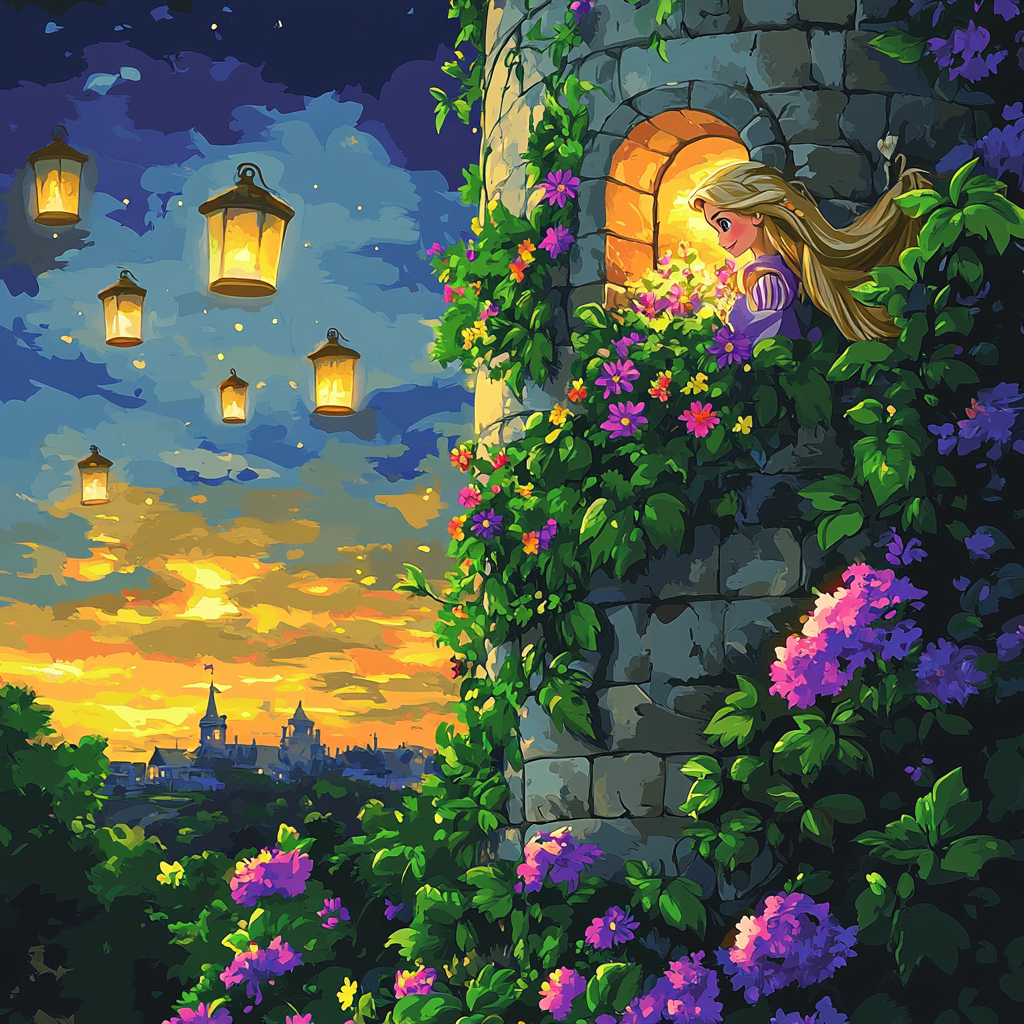 Rapunzel’s Tower Garden Festival Disney Inspired paint by color