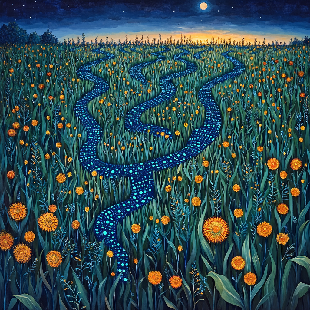 Frida Kahlo Inspired Indigo Maize Labyrinth paint by numbers