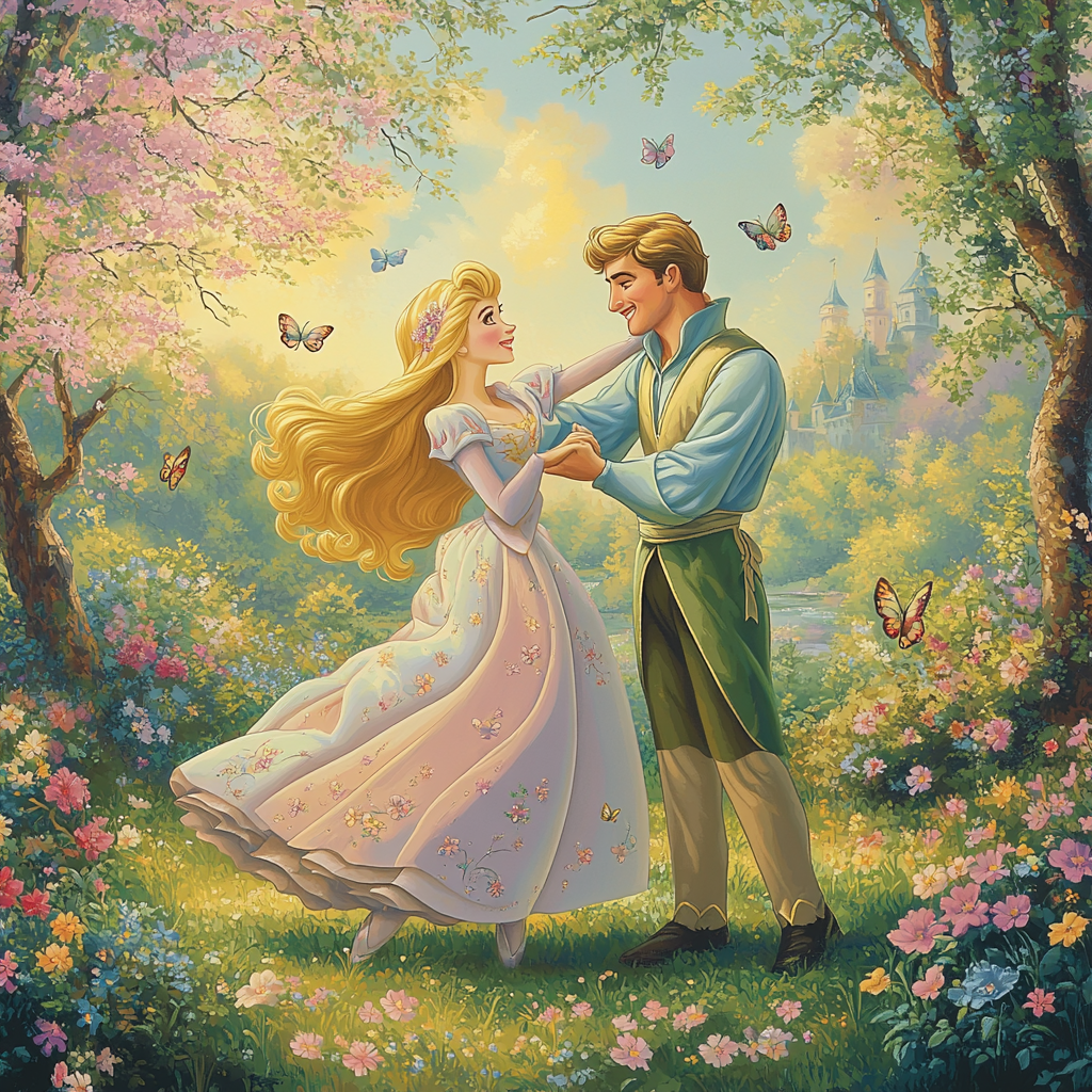 Aurora And Phillip’s Meadow Dance Disney Inspired Painting by numbers kit
