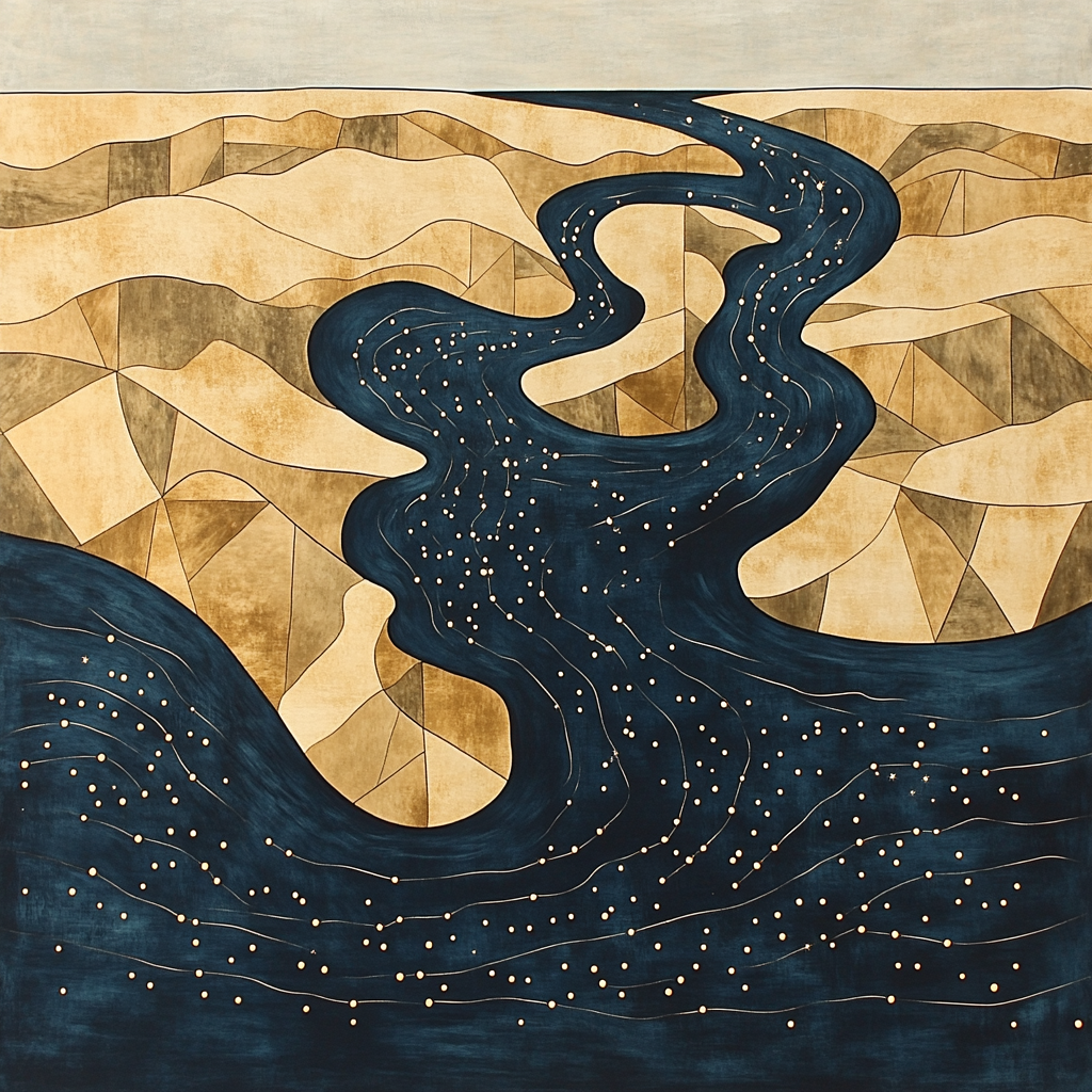 Gustav Klimt Inspired Golden Spiral Fjord Landscape paint by number