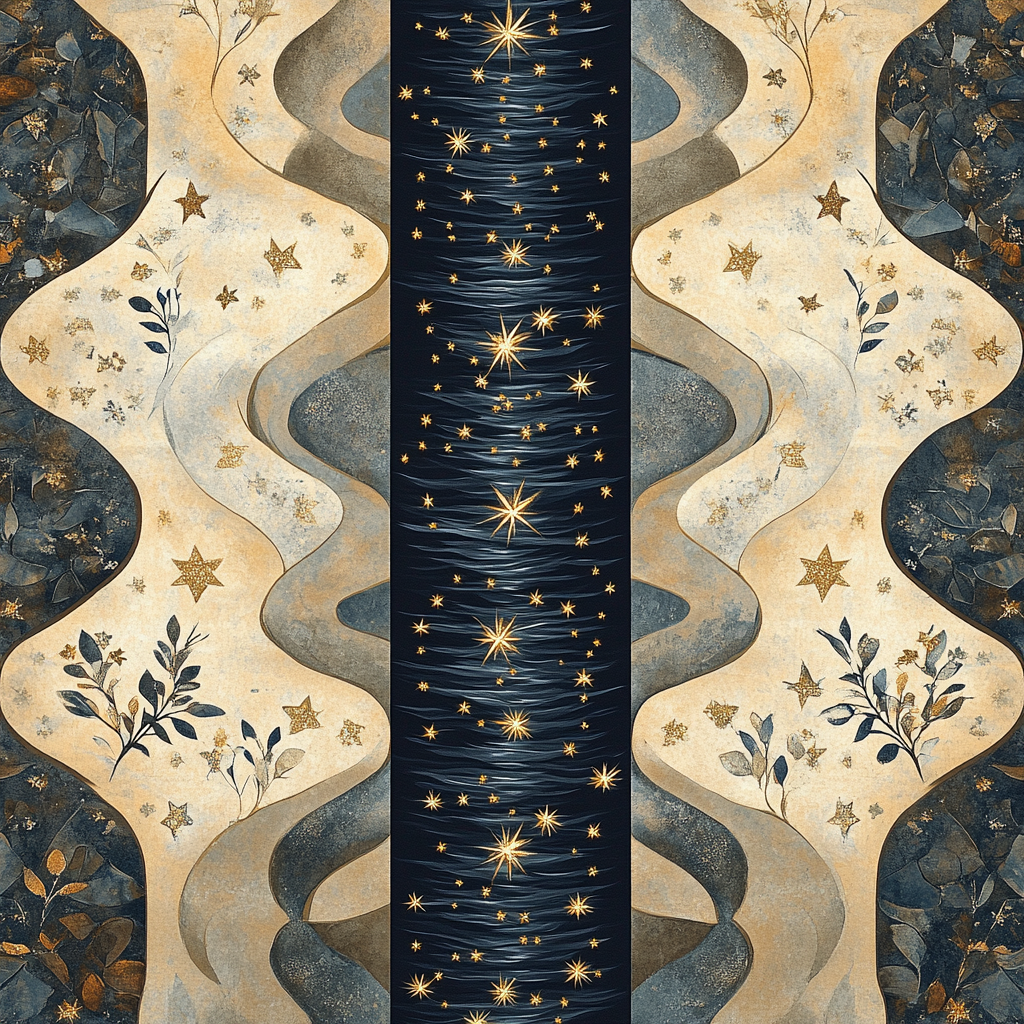 Gustav Klimt Inspired Golden Night River Constellations paint by number