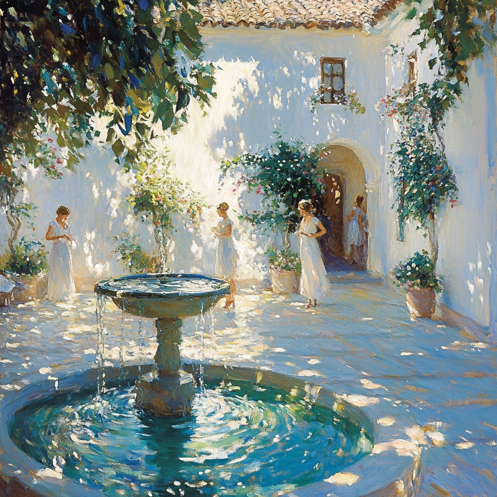 Sorolla Inspired Garden Fountain Noon Paint by numbers art