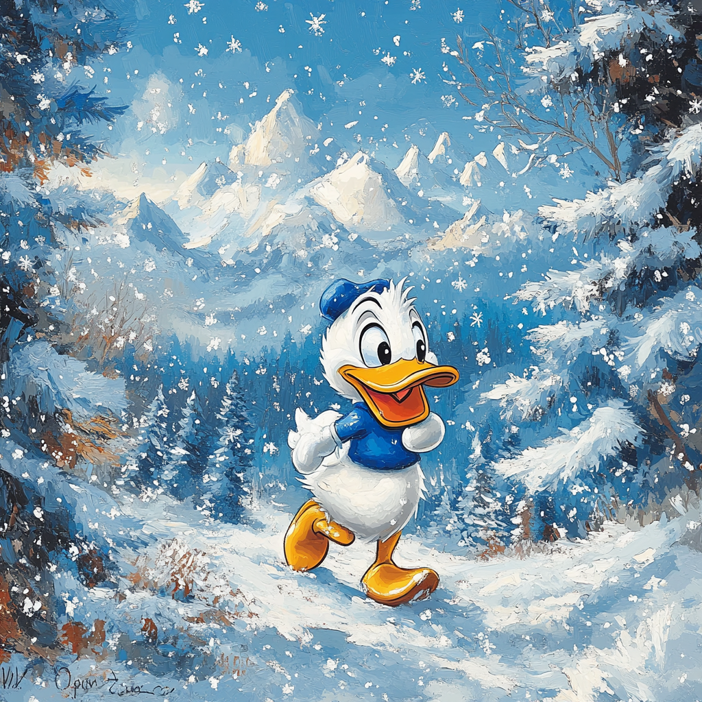 Donald Duck’s Snowy Mountain Adventure Disney Inspired paint by color