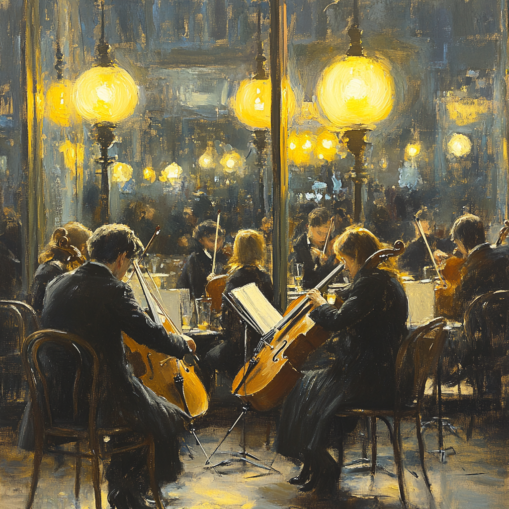 Degas Inspired Cafe Window Musicians painting number kit