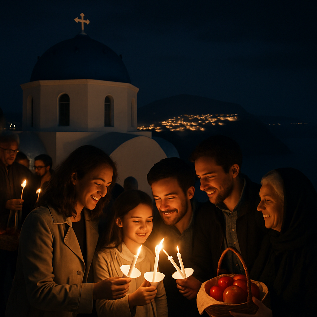 Santorini Easter Midnight Resurrection Service Paint by numbers kits