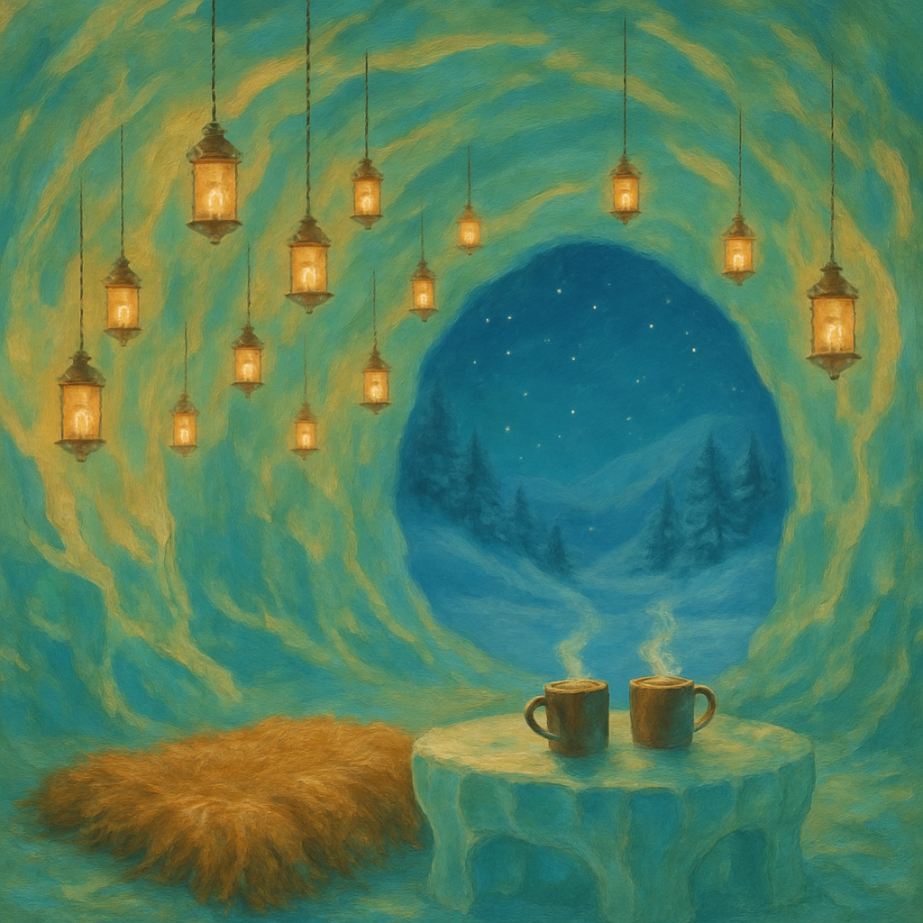 Christmas Lantern Ice Cave Retreat paint by number
