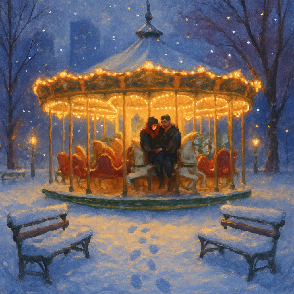 Winter Carousel Date In City Park Paint by numbers kits