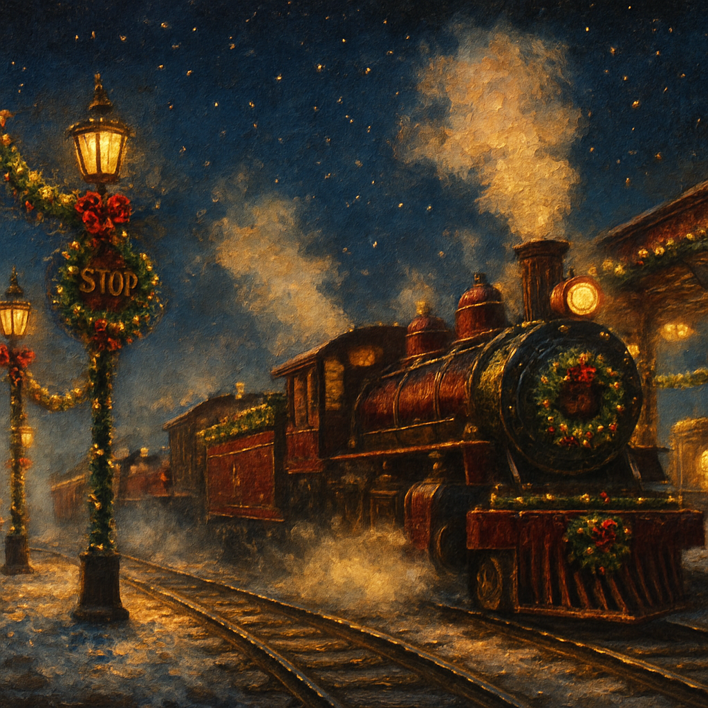 Velveteen Tinsel Trainyard Paint by numbers kitsVelveteen Tinsel Trainyard - DIY Painting By Numbers Kit - Image 5