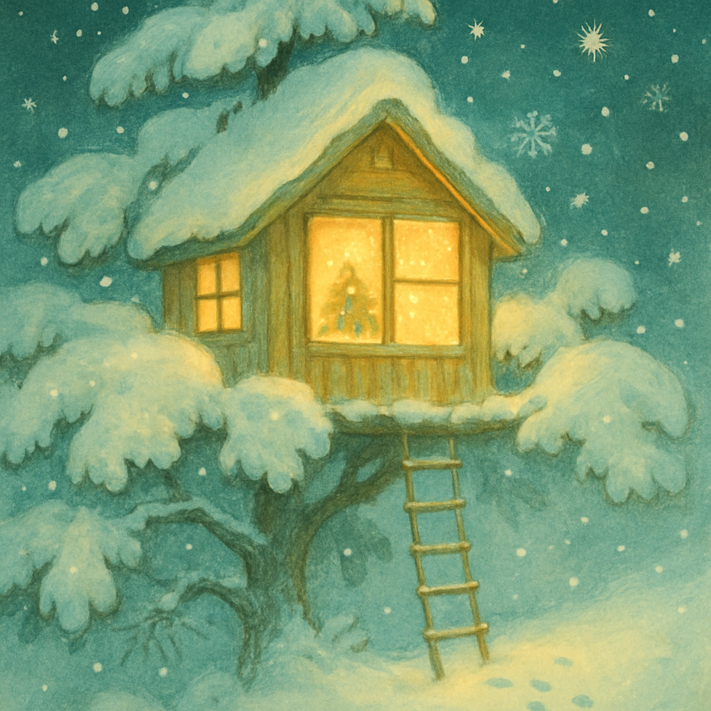 Magical Treehouse On Christmas Eve Number painting