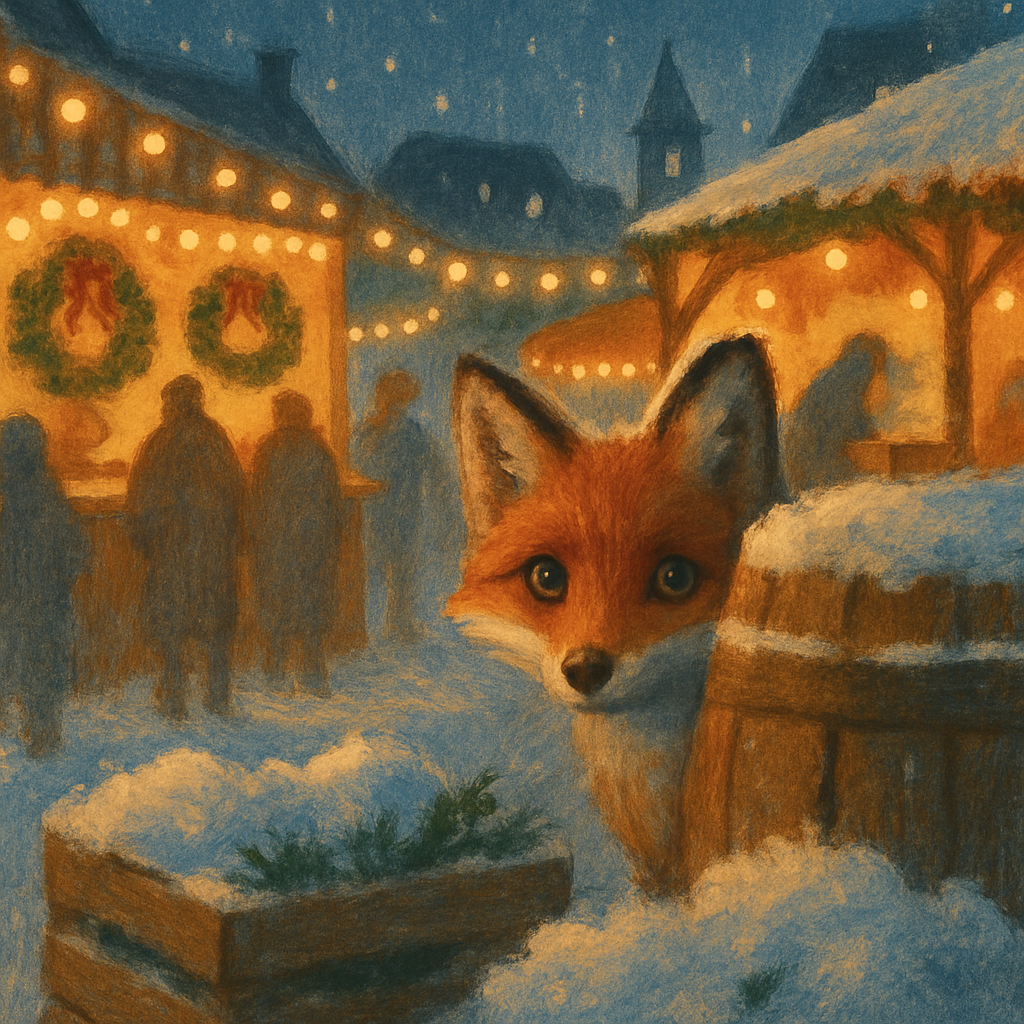 Winter Fox At The Holiday Market DIY paint by numbers