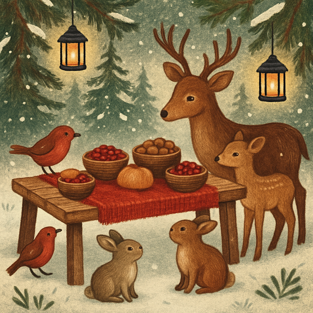 Northern Forest Winter Feast Paint by numbers art