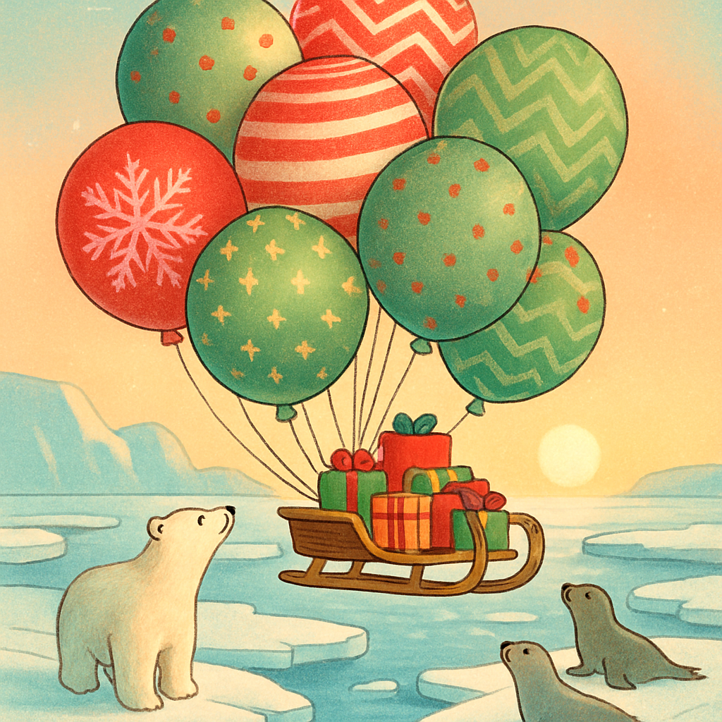 Christmas Balloon Delivery Over The Arctic Paint by numbers kits