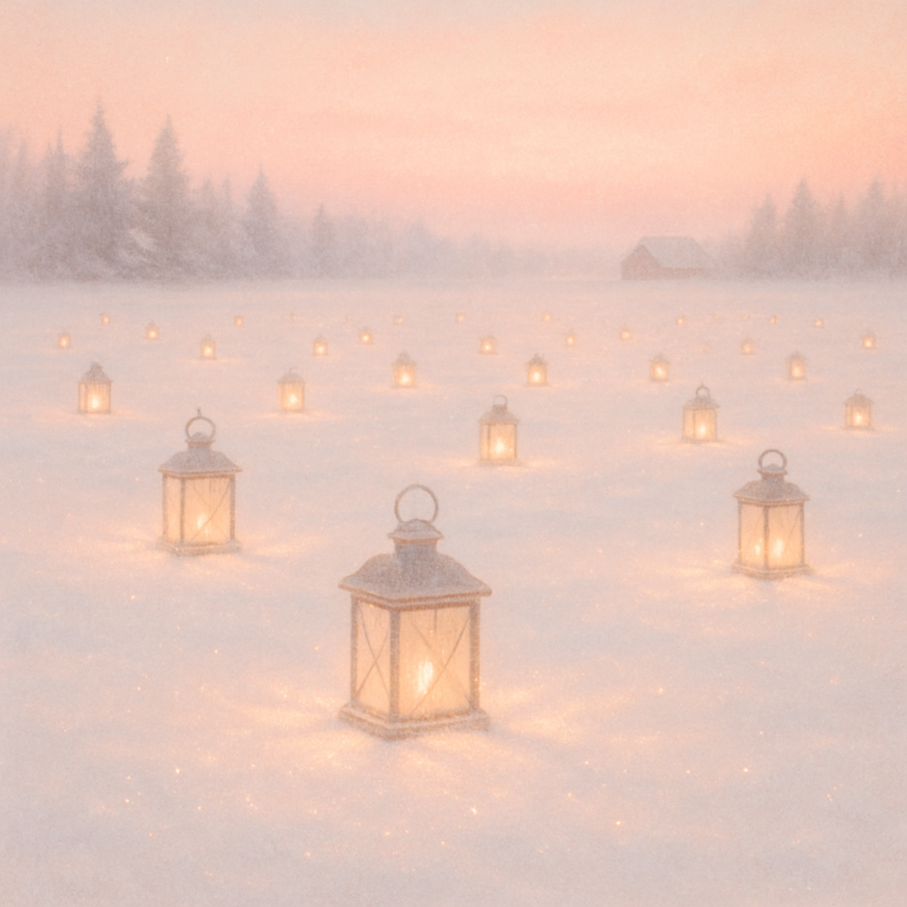 Christmas Meadow Of Sleeping Lanterns paint by numbers