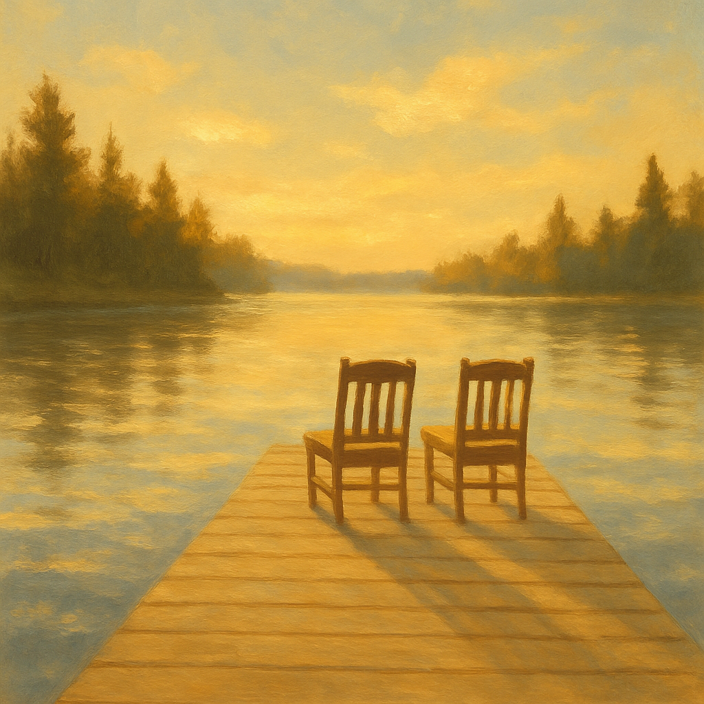 Golden Hour Dock On Summer Lake paint by color