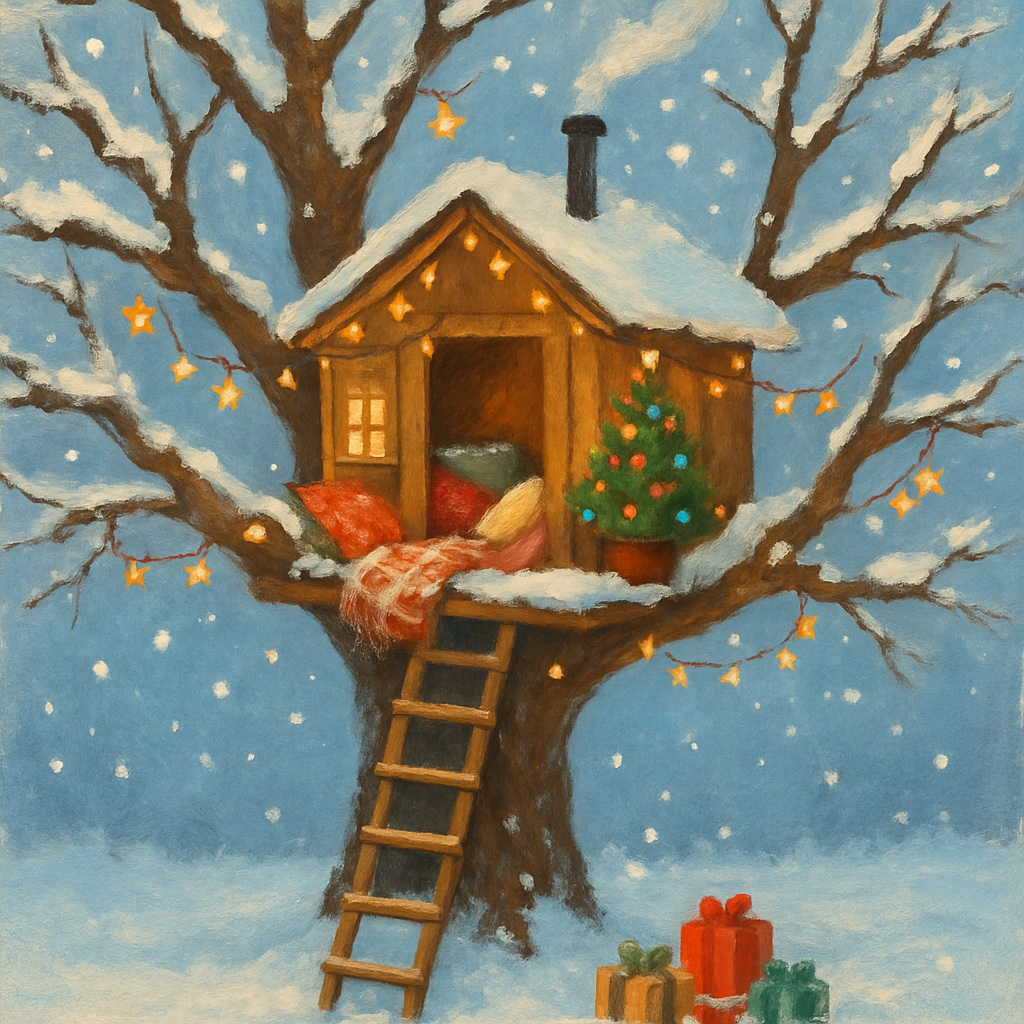 Christmas Morning Treehouse Hideout paint by color