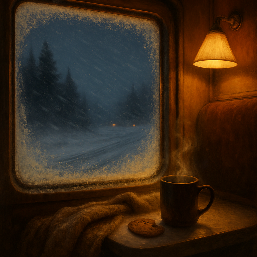 Window Seat On A Christmas Night Train Painting by numbers kit
