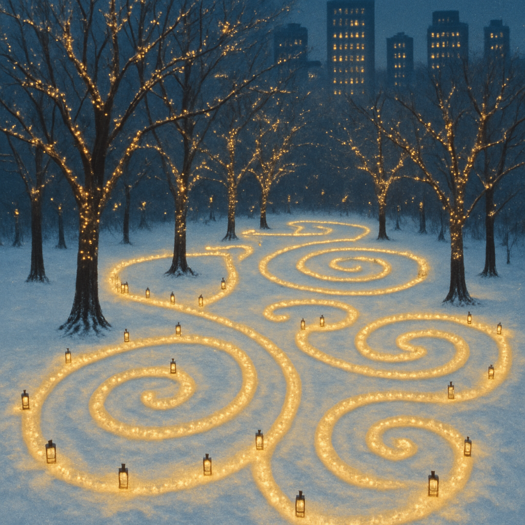 Snowy City Park Lantern Maze paint by color