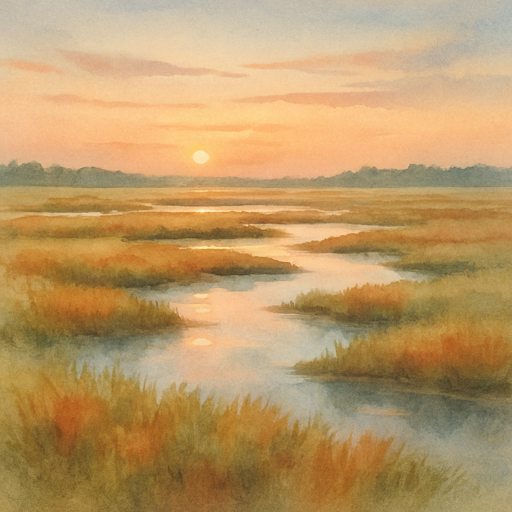Sunrise Marsh With Glassy Pools DIY paint by numbers