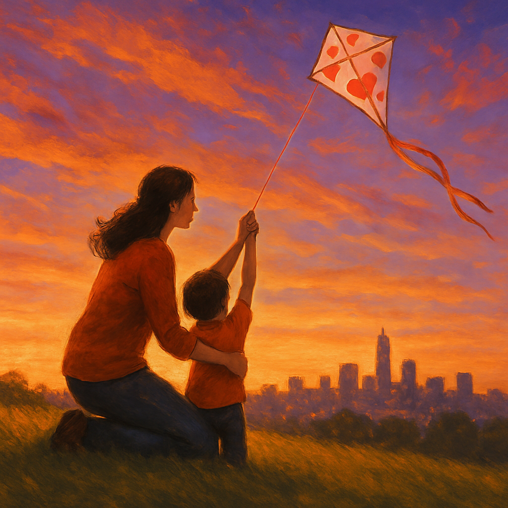 Sunset Park Kite With Mom paint by numbersSunset Park Kite With Mom - DIY Painting By Numbers Kit - Image 5