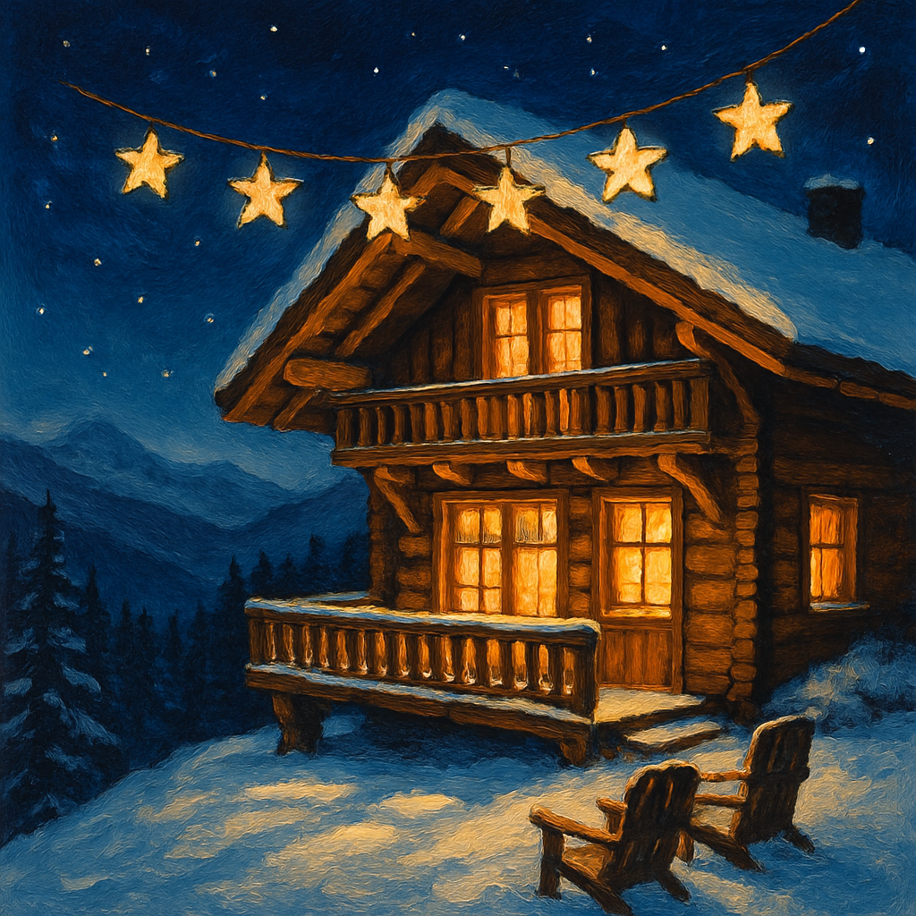 Mountain Chalet Under Star Garland paint by number