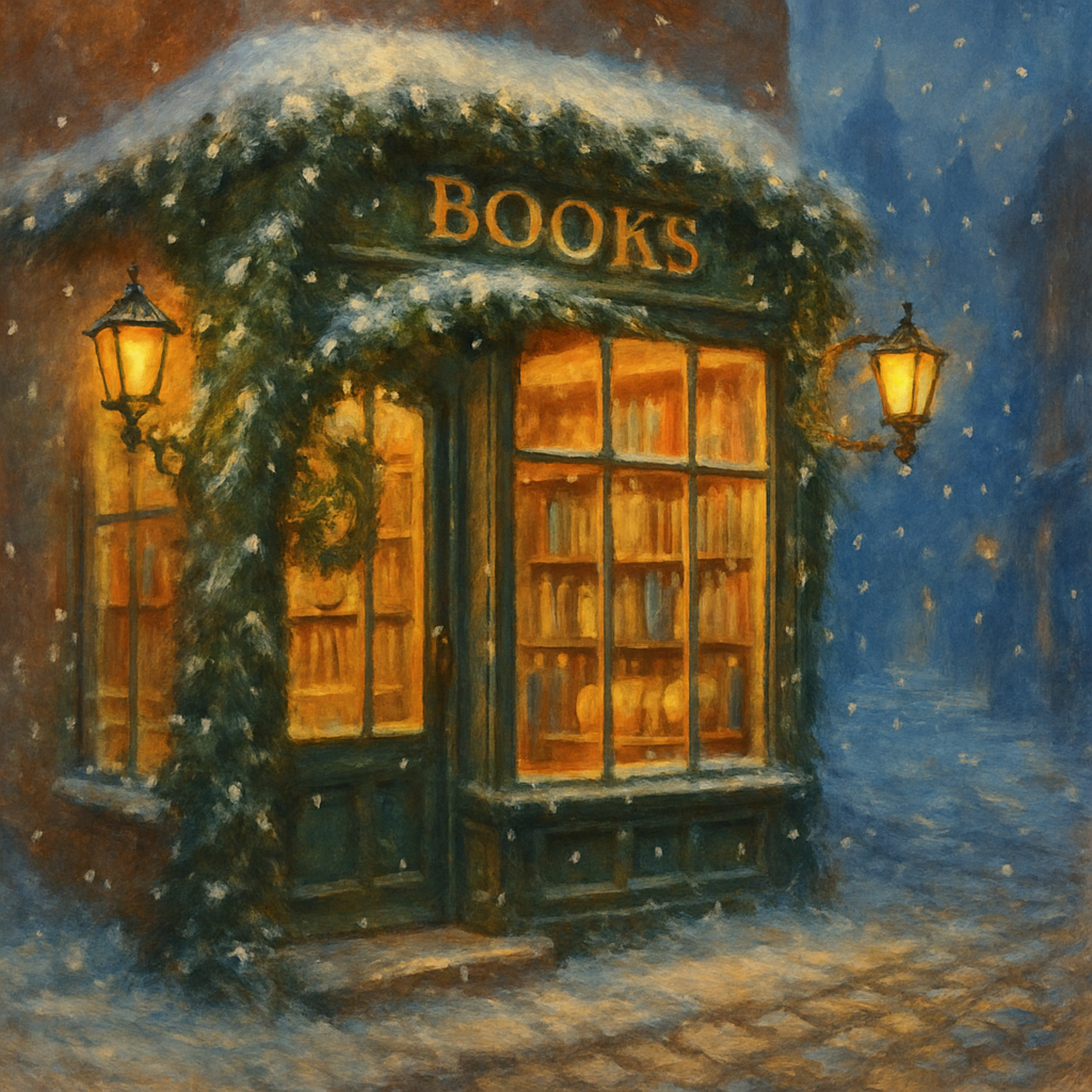 Snowbound Bookshop With Evergreen Arch paint by number