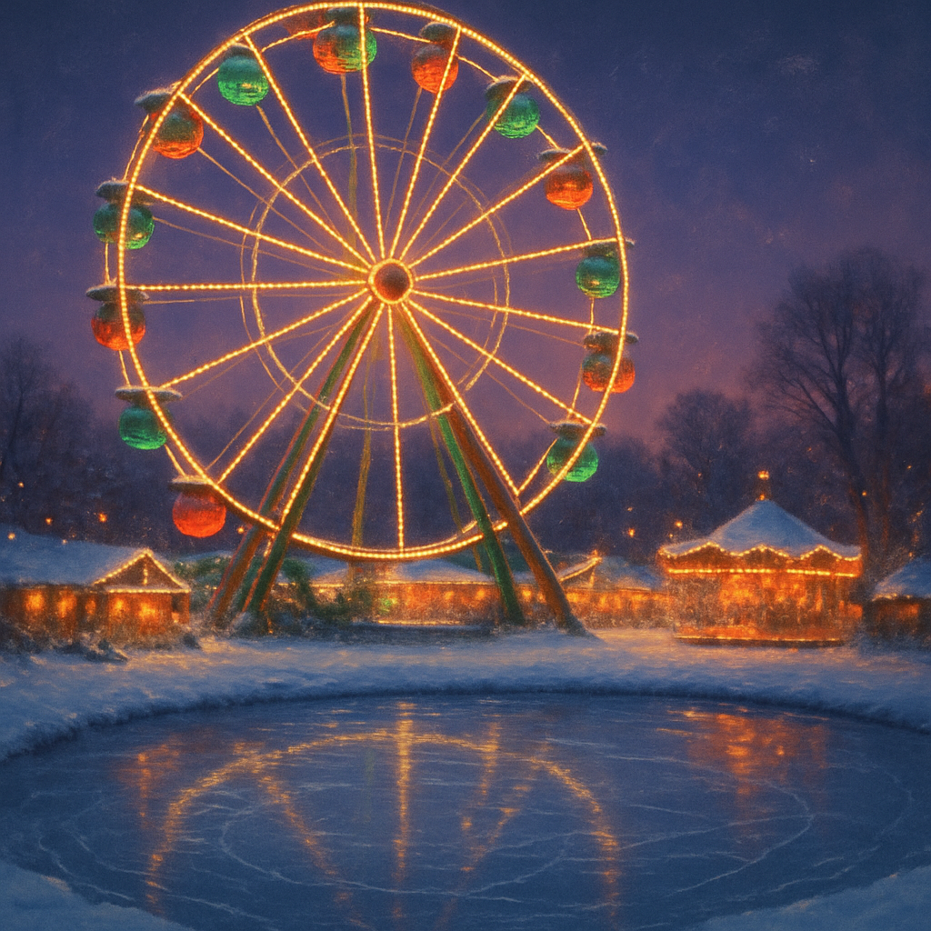 Christmas Twilight At Frozen Ferris Wheel DIY paint by numbers