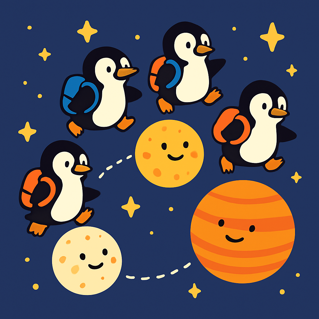 Starlight School Of Planet Hopping Penguins Paint by numbers art