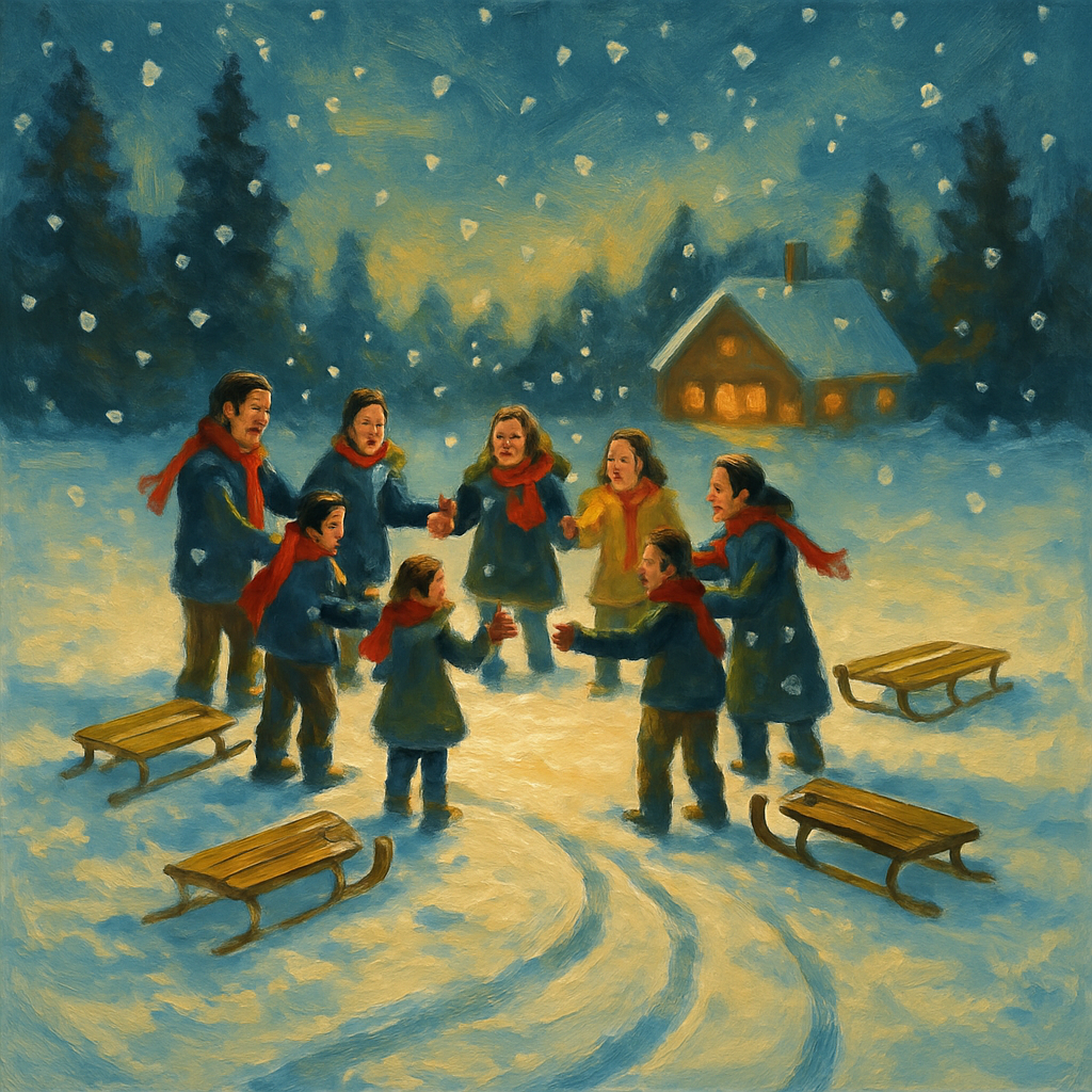 Pine Meadow Sled Circle Painting by numbers kit