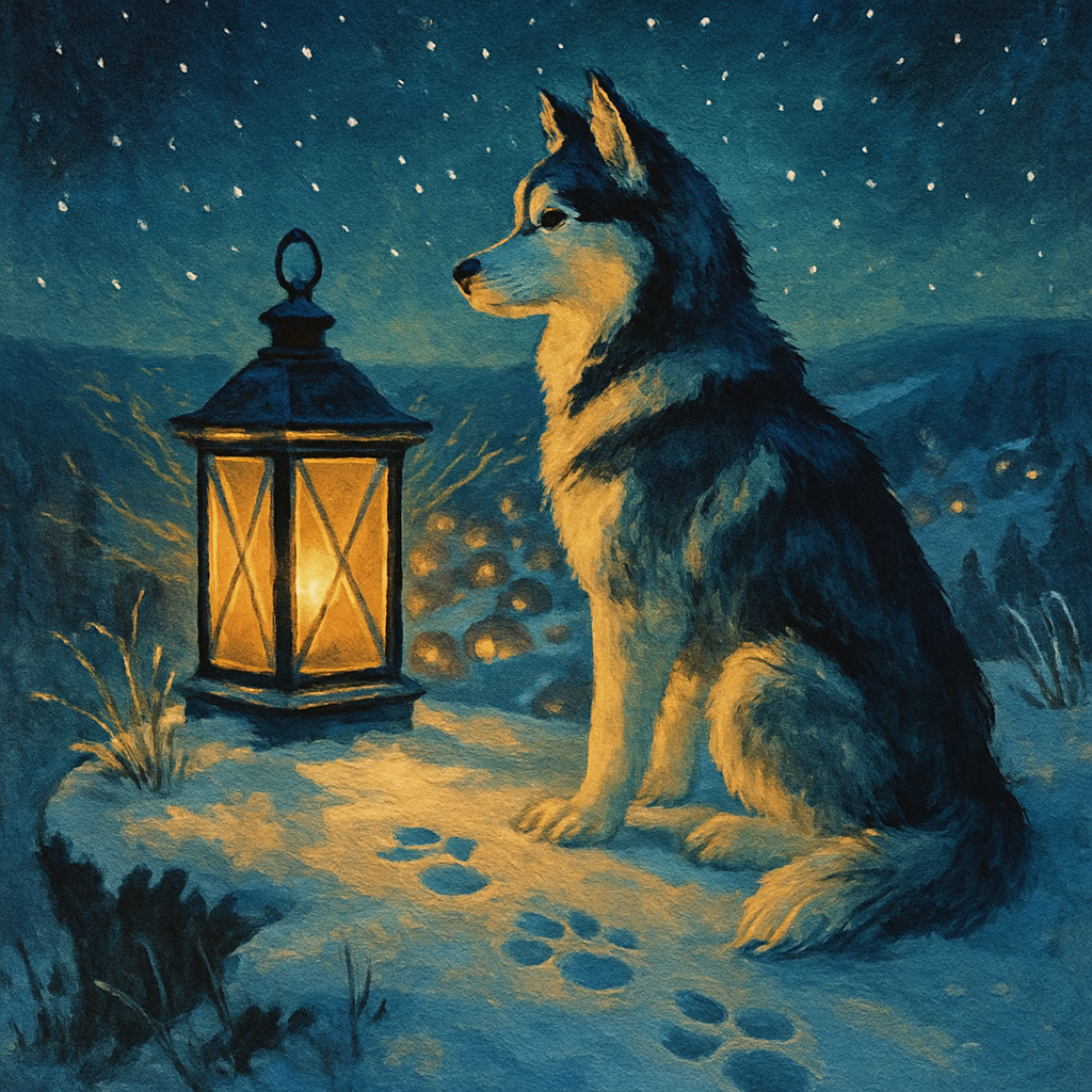 Polar Lantern Dog Watch Painting by numbers kit