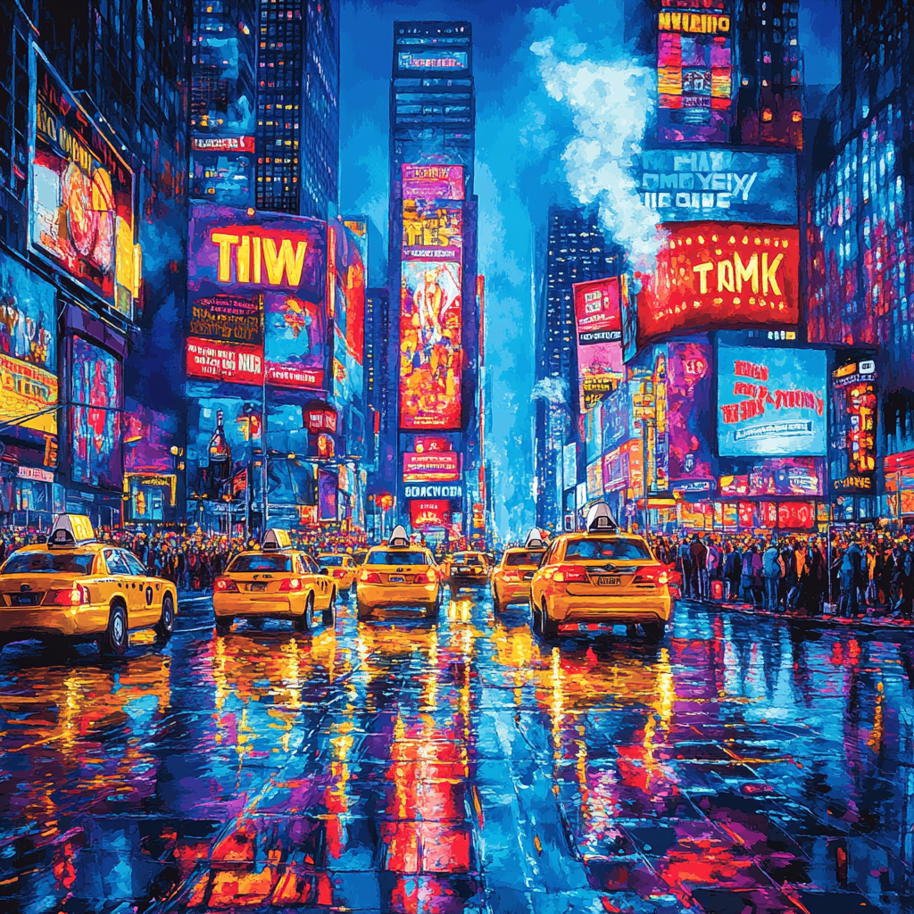 Times Square Night Lights New York City United States Painting by numbers kit