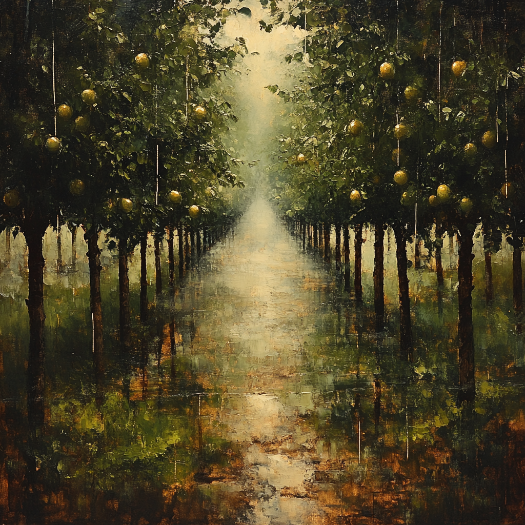 Leonardo Da Vinci Inspired Orchard Mist After Rain Numbered painting kits