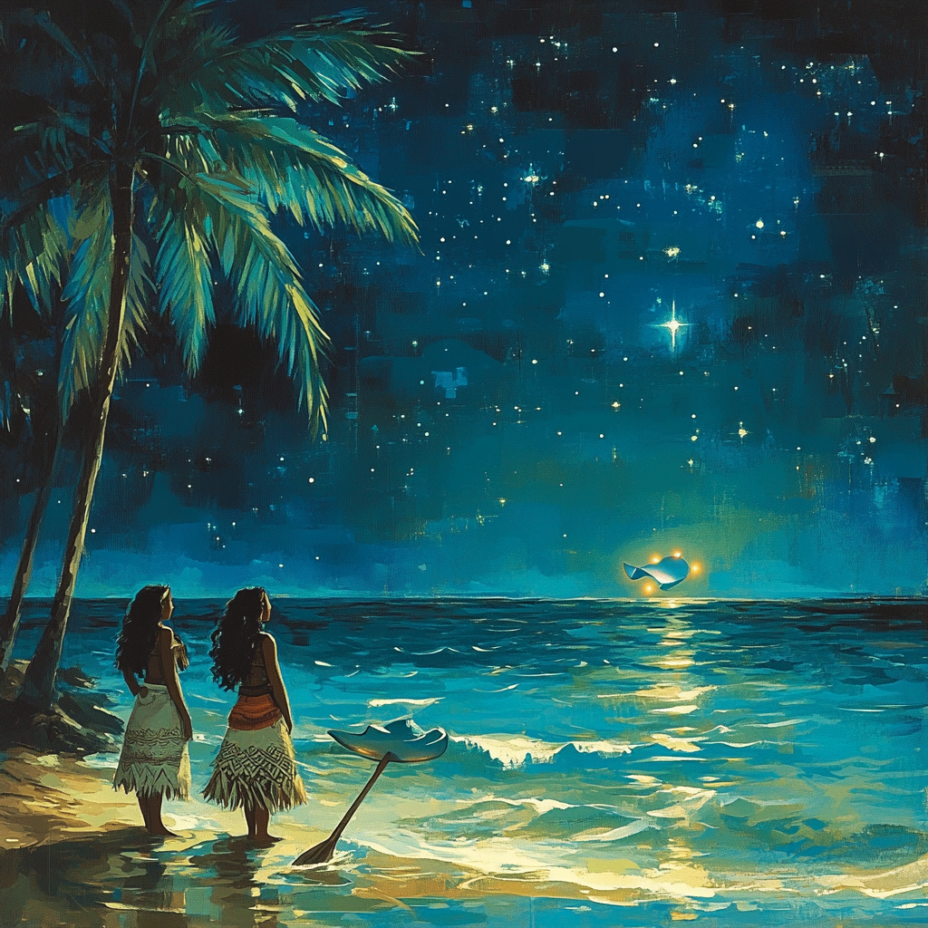 Moana And Tala Manta Ray Shore - Disney Inspired DIY paint by numbers