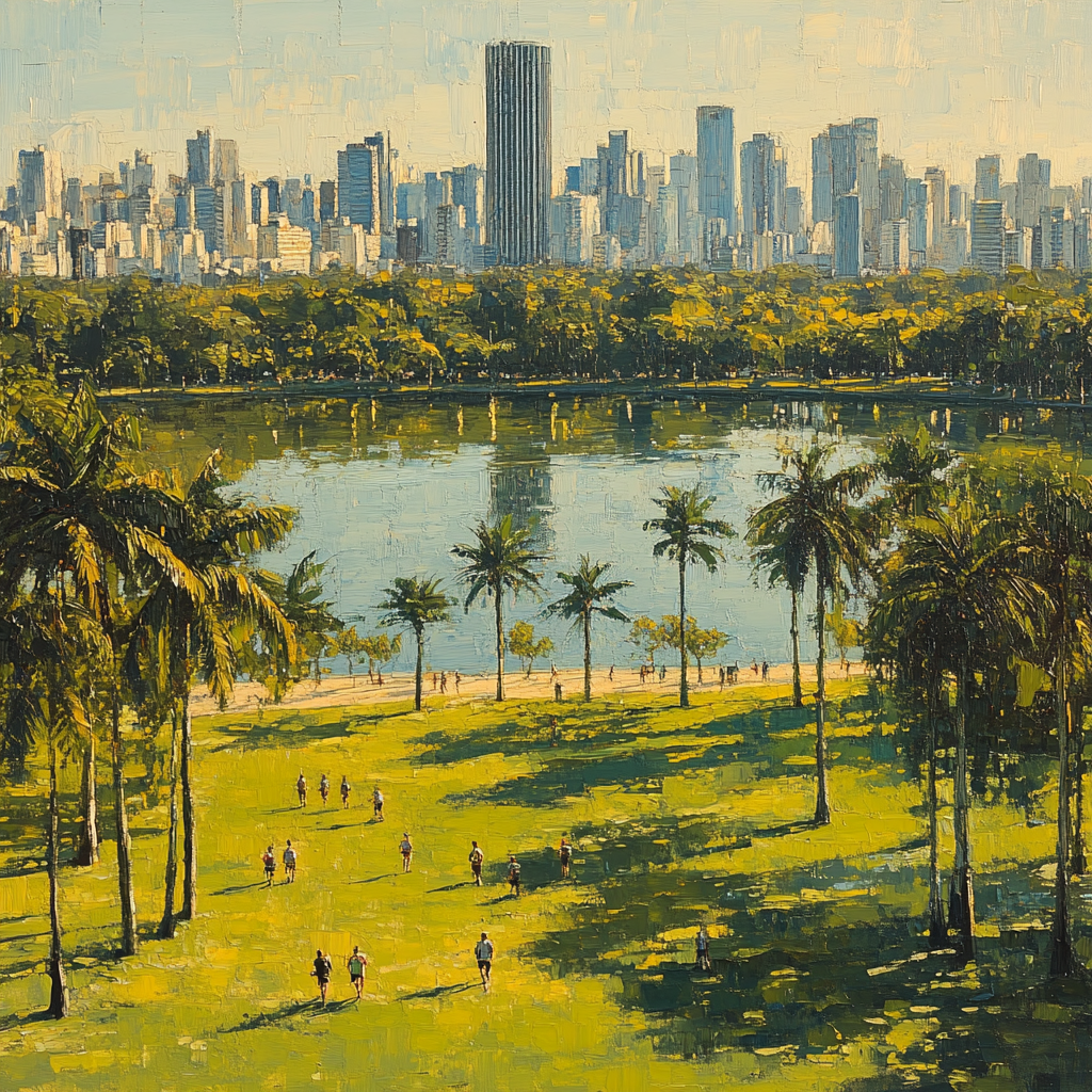 Sao Paulo Ibirapuera Park Skyline Frame Sao Paulo Brazil Painting by numbers kit